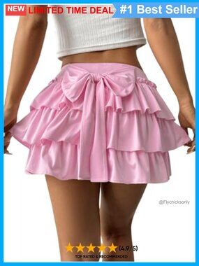 Y2k Bow Ruffle Mini Skirt Gingham Layered Skort Low Rise